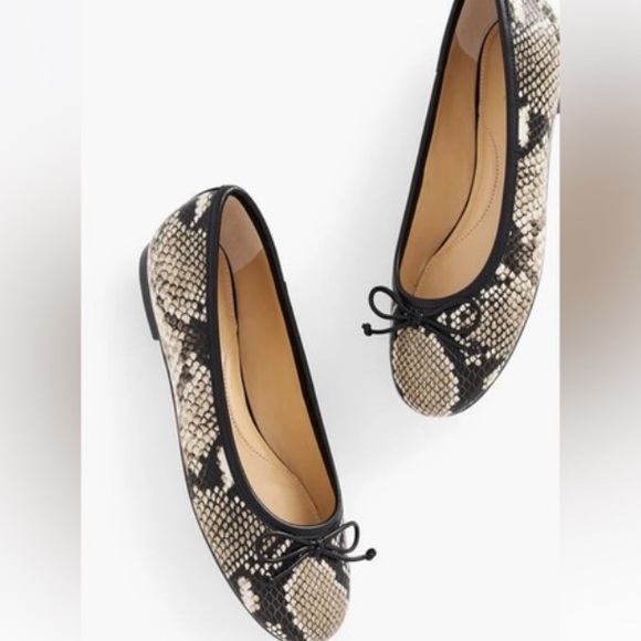 Talbots Blair bow ballet flats in faux snakeskin Sz 8.5 NWOT - Picture 1 of 13